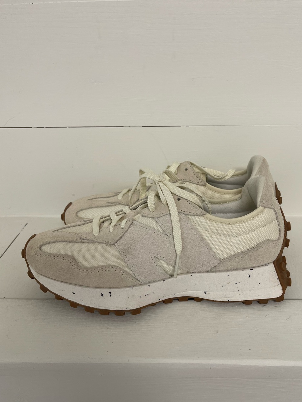 New Balance 327 Turtledove Angora Cream Suede Sneakers Women’s - Picture 3 of 7